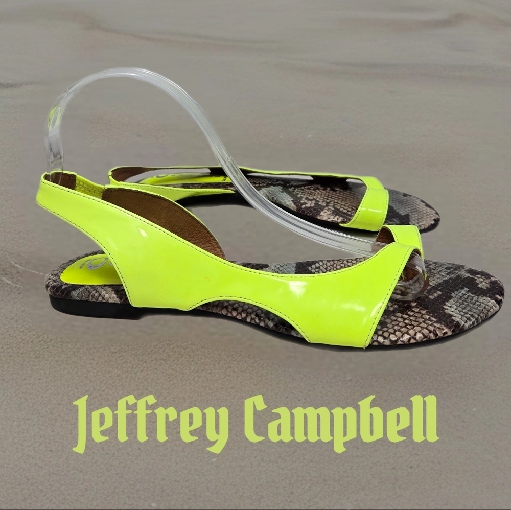 Jeffrey Campbell Womens Sandels Sz 8 Flats Sling Back Thong Toe Bright Yellow